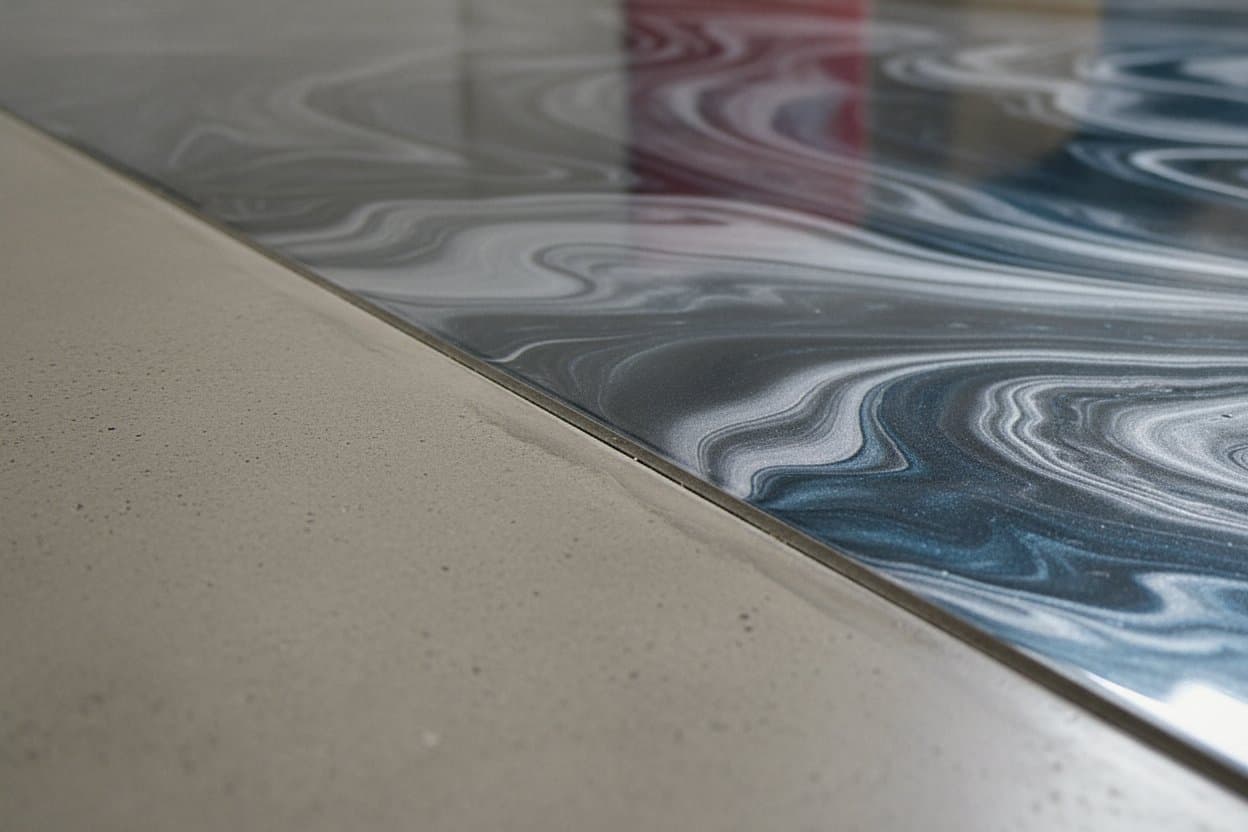 Metallic epoxy edge detail