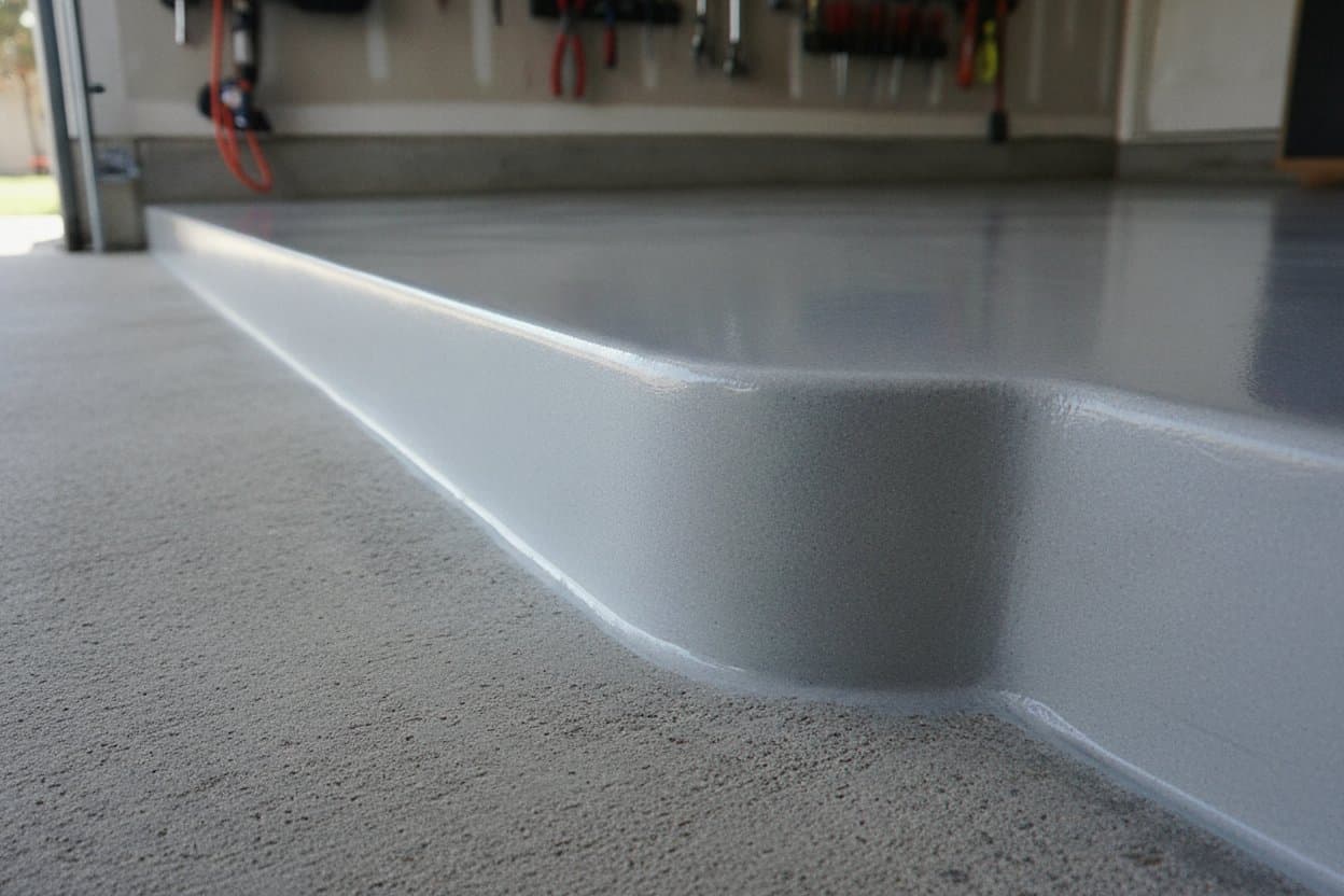 Polyaspartic edge meeting basecoat layer